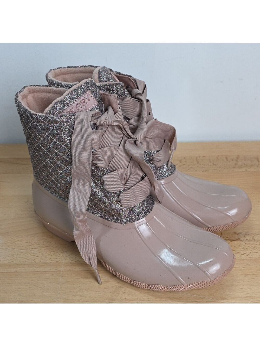 Esprit Women's Dusty Pink Quilted Glitter Rain Boots 10